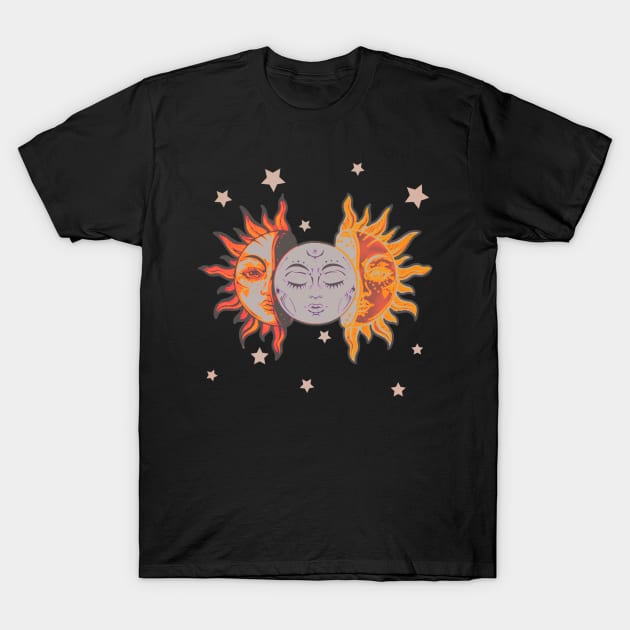 Star child of the moon and sun (black bg, matte 2 version) T-Shirt by VantaTheArtist